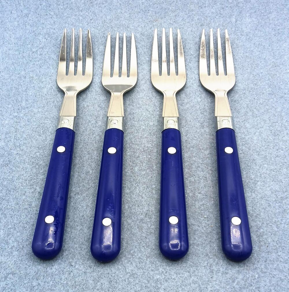 Set of 4 Washington Forge Mardi Gras Blue Dinner Salad Forks